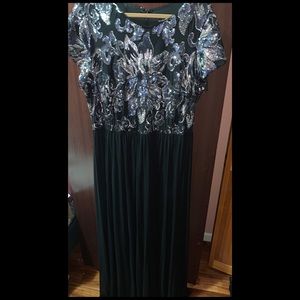 Betsey Adam 22W Blue Silver Sequined Dress